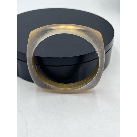 Alexis Bittar Designer Luminous Soft Square Champagne/Gold Bangle Bracelet - Picture 1 of 12